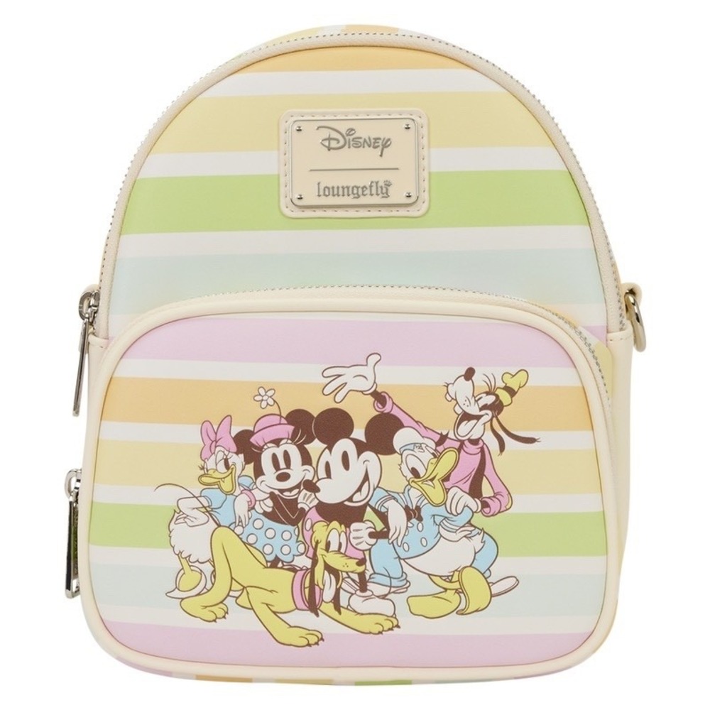 Loungefly Mickey & Friends Rainbow Stripes Convertible Mini-Backpack Set, NWT